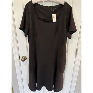 Lane Bryant Square Neck Midi Dress Black Flare Scuba Size 26 NEW Retail $79.95